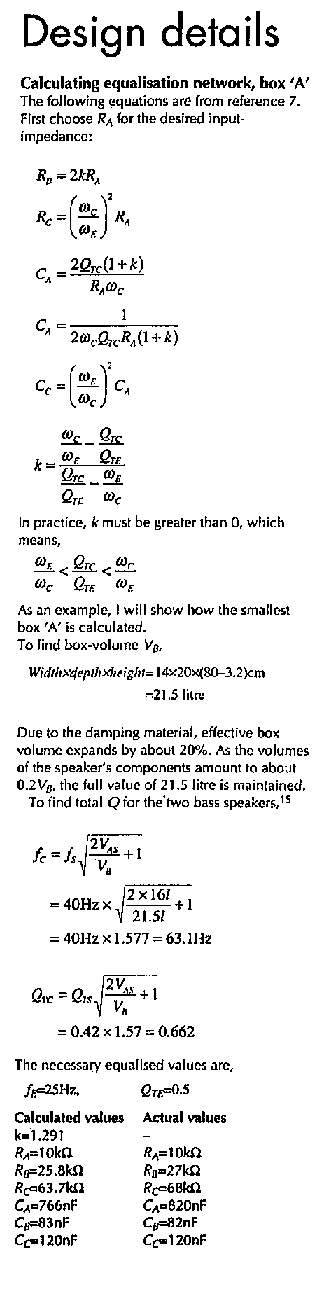 3-way active speaker design equations 1
