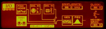 DEQ2496 display showing input menu page.