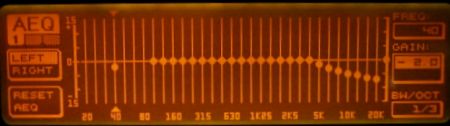 DEQ2496 display showing the 40 hz set.