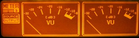 DEQ2496 display showing sound level meters page.