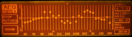 DEQ2496 display showing the higher frequncies being equalised.