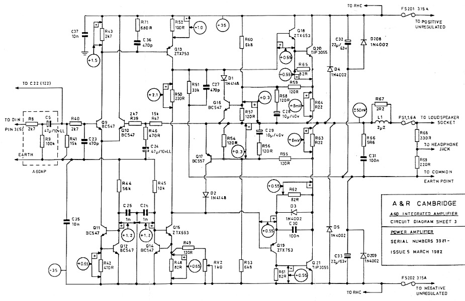 Circuit diagram A60 pwer amp section