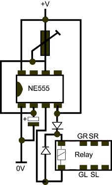 Circuit diagram of NE555 delay circuit.