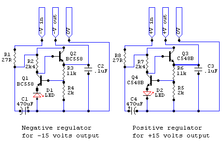 Circuit diagram of the discrete reulators.