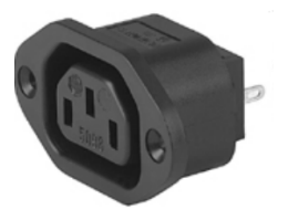 An IEC outlet socket.