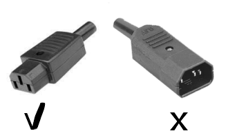 The correct connector to use on a mains lead.
