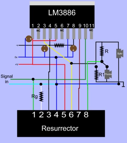 Resurrector connections for LM3886.
