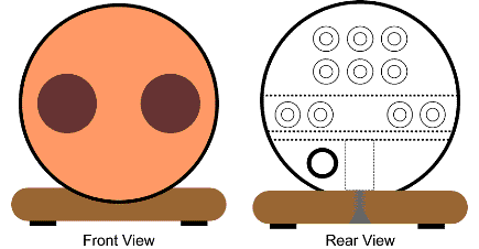 Front and rear views of pod.