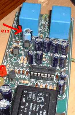 The modified Velleman speaker protection module.