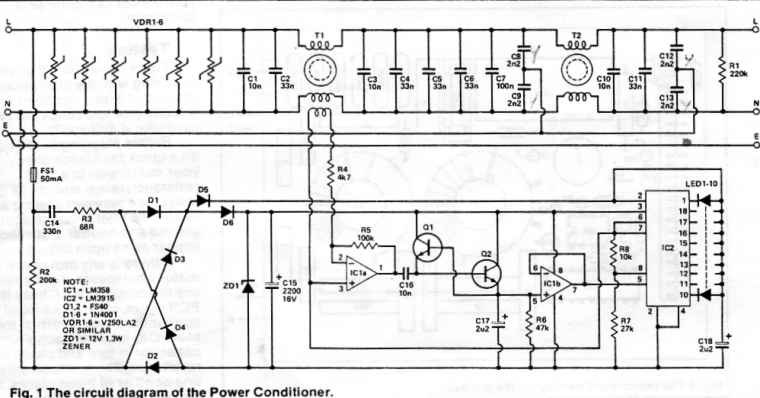 ETI Mains conditioner circuit diagram